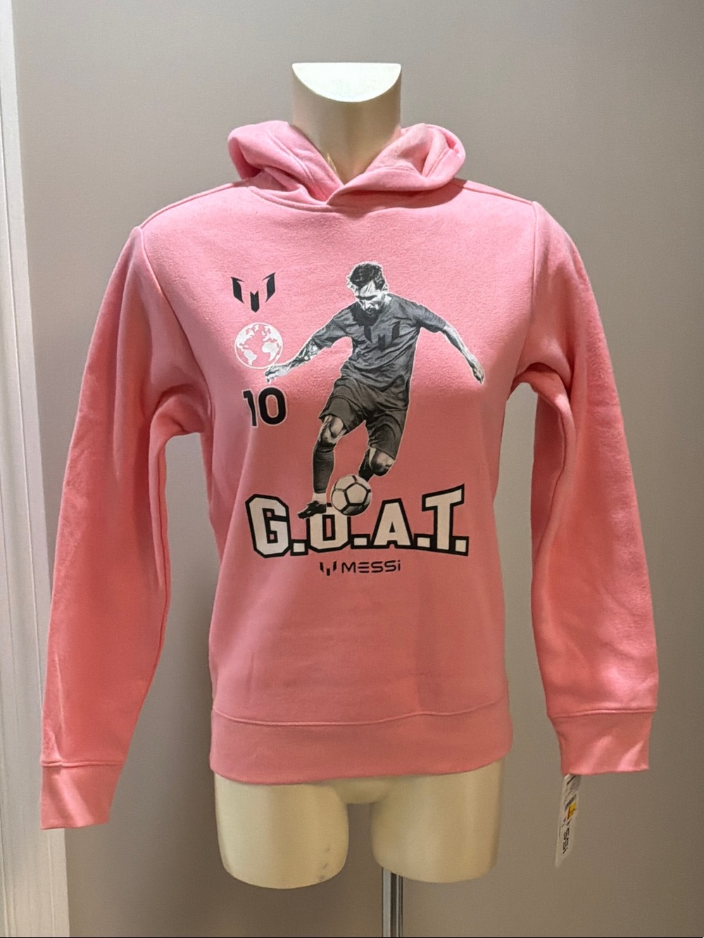 Kids Pink G.O.A.T. Graphic Hoodie - Casual Pullover